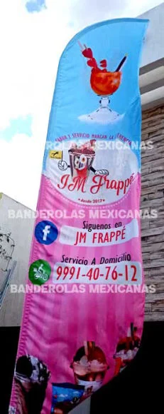 banderas y promocionales personalizados para jm frappe hecha en banderolas mexicanas