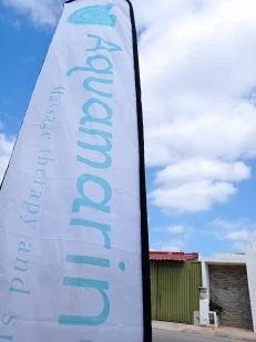 Bandera Publicitaria personalizada para aquamarina masajes