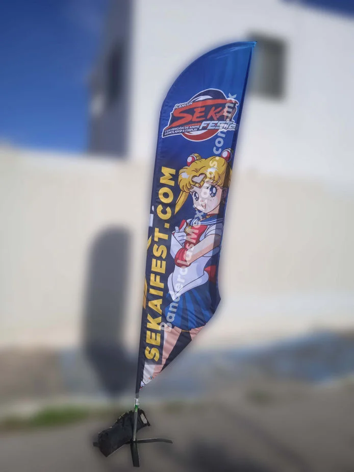 Bandera tipo vela personalizada para sekai fest 4