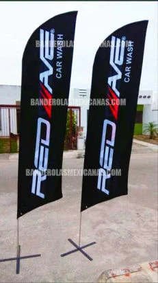 banderas publicitarias y promocionales personalizadas para carwash redwave hechas en banderolas mexicanas
