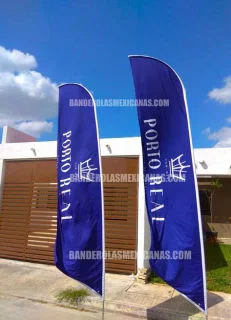 banderas publicitarias y promocionales personalizadas para residencial porto real hechas en banderolas mexicanas