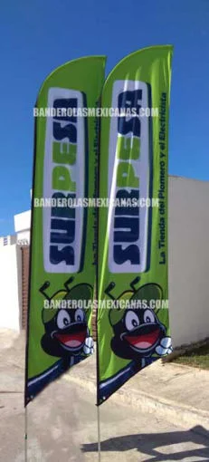 banderas publicitarias y promocionales para SURPESA personalizadas hechas en banderolas mexicanas