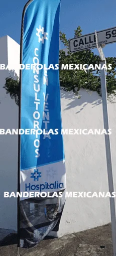 banderas publicitarias y promocionales personalizadas para hospitalia hechas en banderolas mexicanas