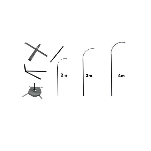 accesorios para banderas publicitarias desde estructuras, bases de cruz, base para auto, base de estaca, contrapesos y estructuras para banderas de diferentes medidas