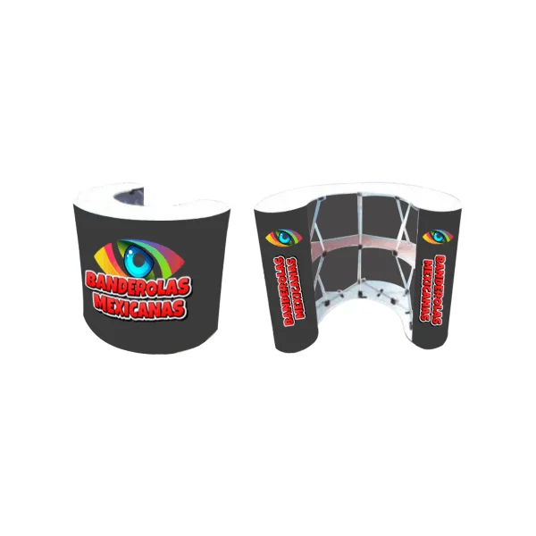 Stand publicitario curvo personalizado con logo sublimado impreso